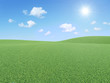 3d Illustration of Beautiful Landscape with Clouds and Sun