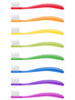 Zahnbürsten in 8 (Regenbogen-) Farben mit Zahnpasta – Vektor