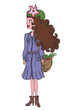illustration of a fashion girl with basket