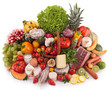 Photo: composition with fruits,vegetables,cheese and sausages composition with fruits,vegetables,cheese and sausages