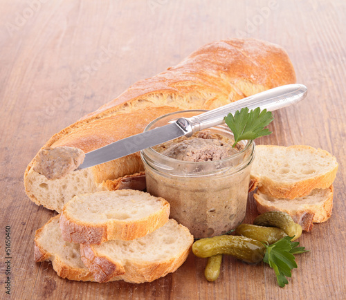 Photo: bread toast and meat spread bread toast and meat spread