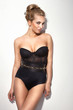 Photo: Photo of elegant blond lady posing in black lingerie Photo of elegant blond lady posing in black lingerie