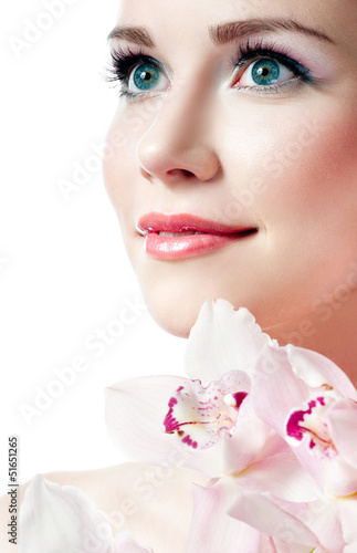 Photo: girl with pink orchid girl with pink orchid