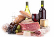 composition with wine,sausage and bread