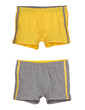 set of yellow and grey men's underwear isolated on white