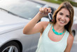 Woman holding car keys