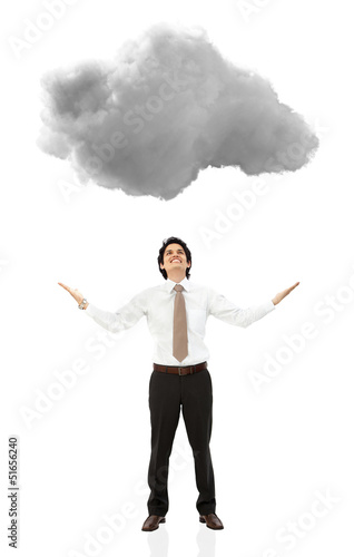 Photo: Business man under a cloud Business man under a cloud