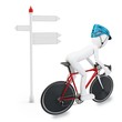 3D man with bike following a direction