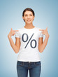 girl pointing at percent sign