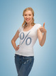 girl pointing at percent sign