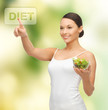 healthy woman holding bowl with salad