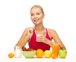 young woman eating healthy breakfast