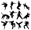 set silhouettes breaks dancers