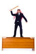 Arab businessman hitting with baseball bat