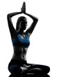 Photo: woman exercising yoga meditating sitting hands joined woman exercising yoga meditating sitting hands joined