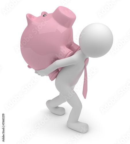 Illustration: Sparschwein schleppen Sparschwein schleppen