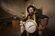Photo: Poser in Large Hat and Clock Poser in Large Hat and Clock