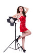 Model in the studio on white