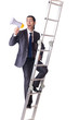 Businessman climbing the ladder isolated on white