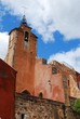 Church in ocher historical Roussillon village, Provence, France