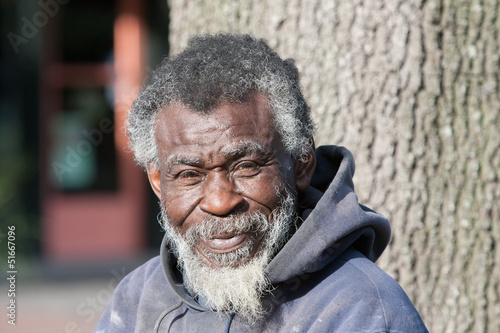 Photo: Old African American homeless man Old African American homeless man