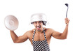 Sexy male cook isolated on the white