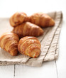 Fresh french croissants on a tablecloth