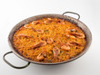 Paella with noodles, prawns, squid and fish
