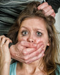 Portrait of scared woman with tears. Violence concept