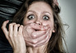 Portrait of scared woman with tears. Violence concept