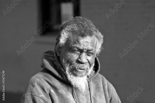 Photo: Elderly African american homeless man Elderly African american homeless man
