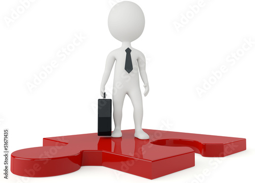 Illustration: 3d humanoid character with a puzzle pieces 3d humanoid character with a puzzle pieces