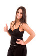 Beautiful woman smiling and showing Thumbs up