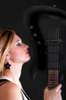 Sexy profil face girl and Guitar Woman