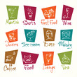 cafe menu hand draw icons in color