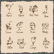 cafe menu hand draw icons