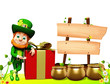 Leprechaun for st patrick day standing near sign