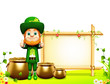 Leprechaun for st patrick day standing near sign