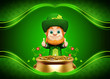 Leprechaun for st patrick day with golden coins