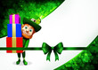 Leprechaun for st patrick's day with pile of gifts