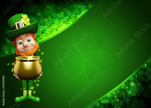 Illustration: Leprechaun for st patrick's day with big golden pot Leprechaun for st patrick's day with big golden pot