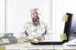 Office Worker with Notes Everywhere
