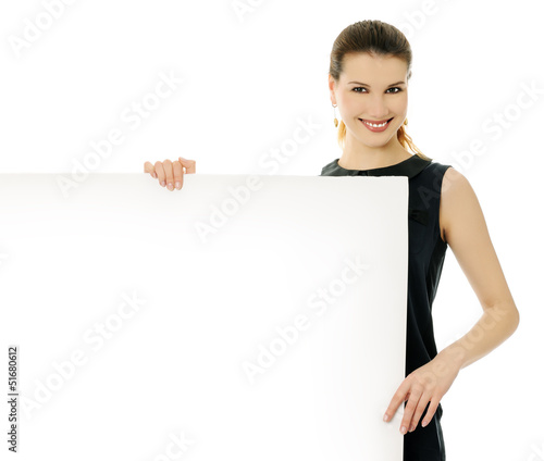 Photo: girl with white placard girl with white placard
