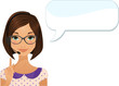 Vecteur : Customer service agent with dialog bubble Customer service agent with dialog bubble