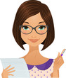 Vecteur : Secretary holding paper and pen Secretary holding paper and pen