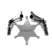 Two revolvers and sheriff sign
