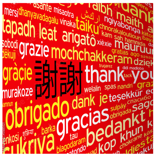 Vector: "THANK YOU" Card (chinese languages translation tag cloud icon) "THANK YOU" Card (chinese languages translation tag cloud icon)