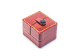 Red rectangular ring box on white background