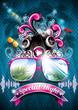 Vector Summer Beach Party Flyer Design with speakers