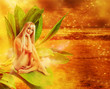 Beautiful sexy woman pixie on leaves